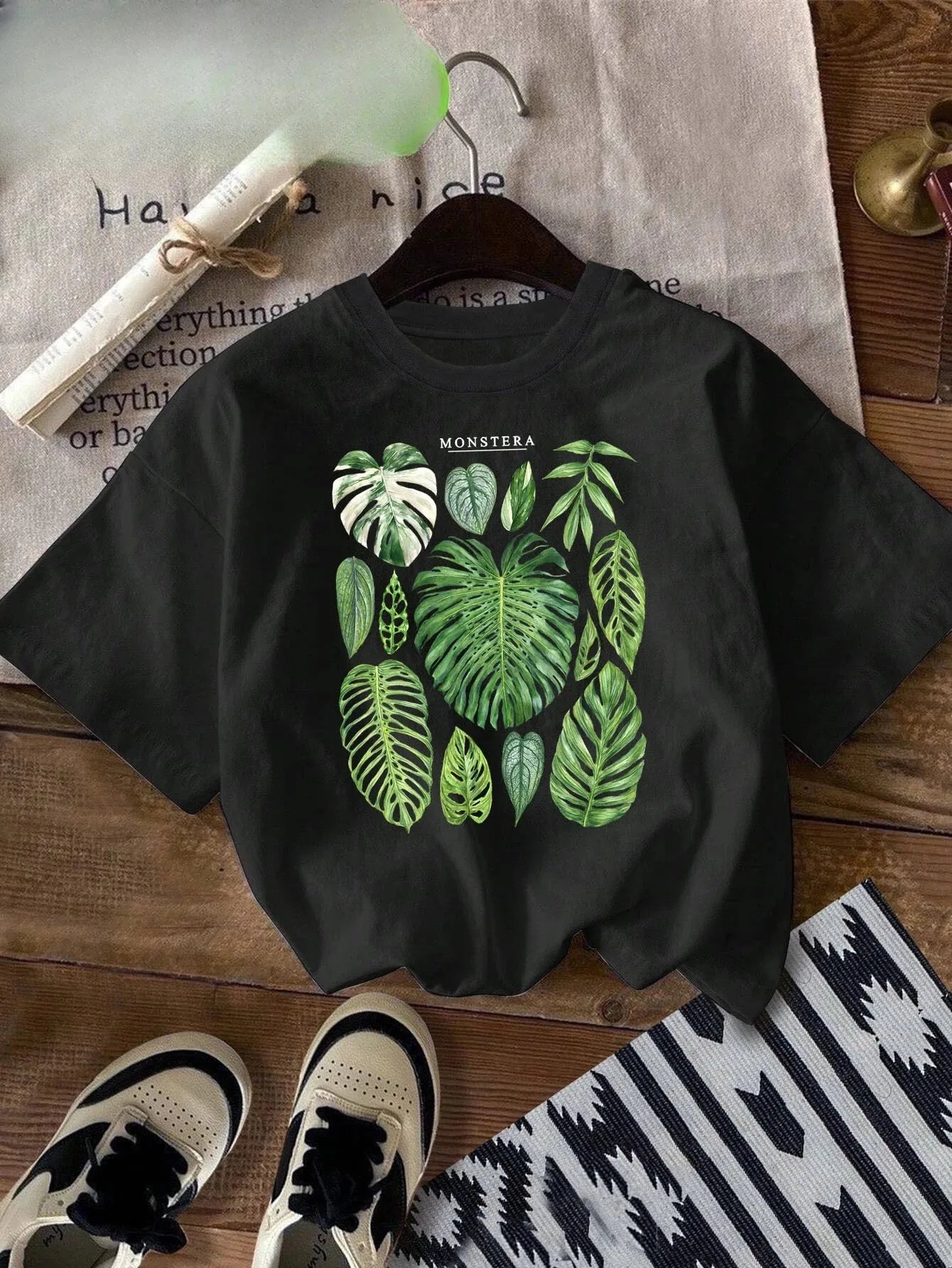 Tropical Leaf Relaxed Crew Tee