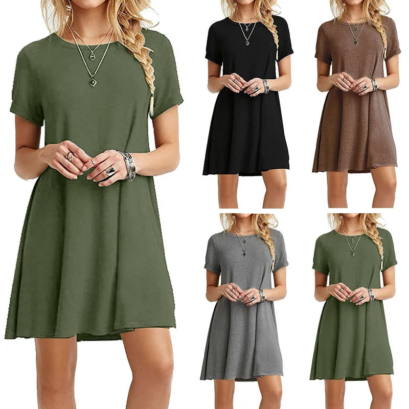 Everyday Casual Pocket T-Shirt Dress